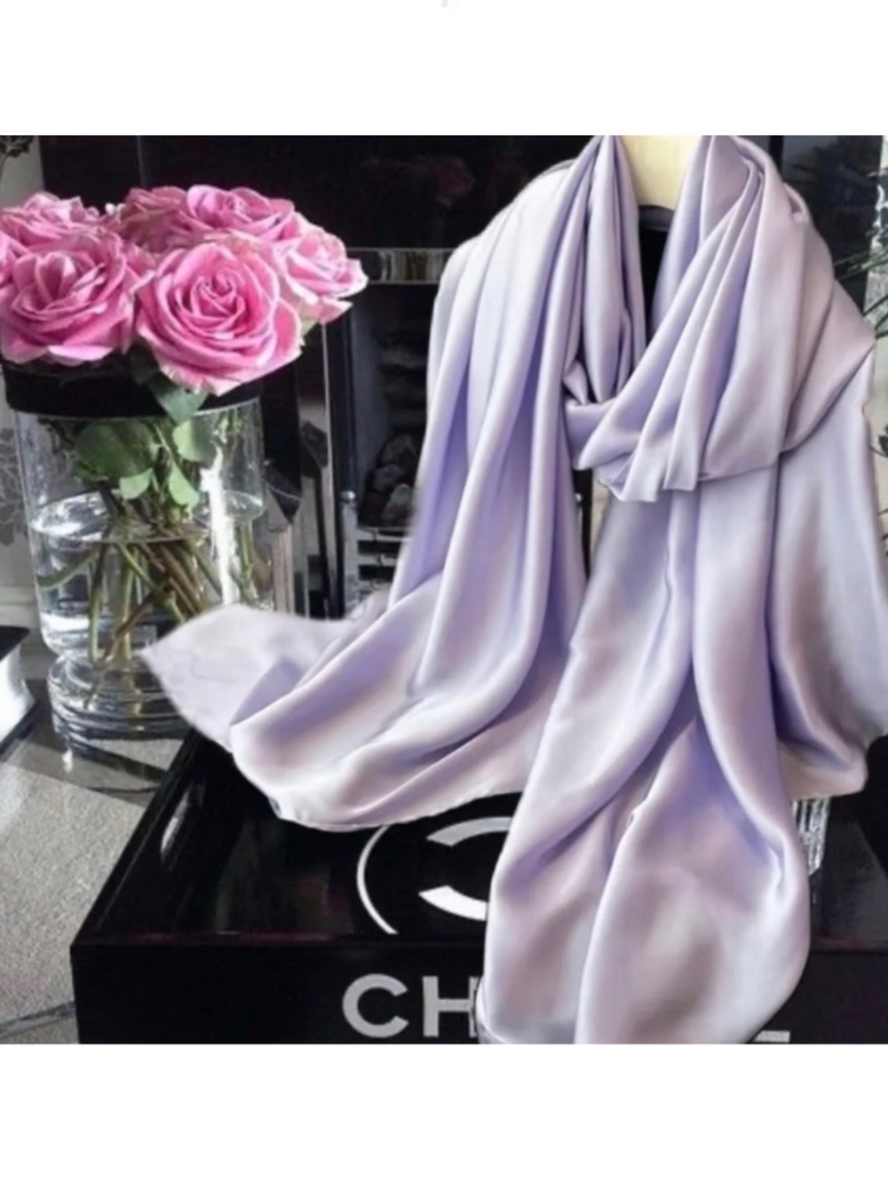 Lilac 100% SILK SATIN Large Shawl Scarf Wrap Wedding Purple Bridesmaid Cover up